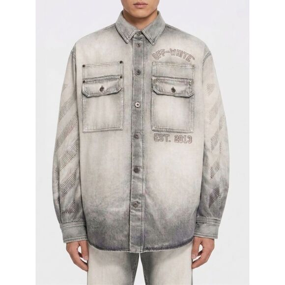 Off-White Shirt Men Grey